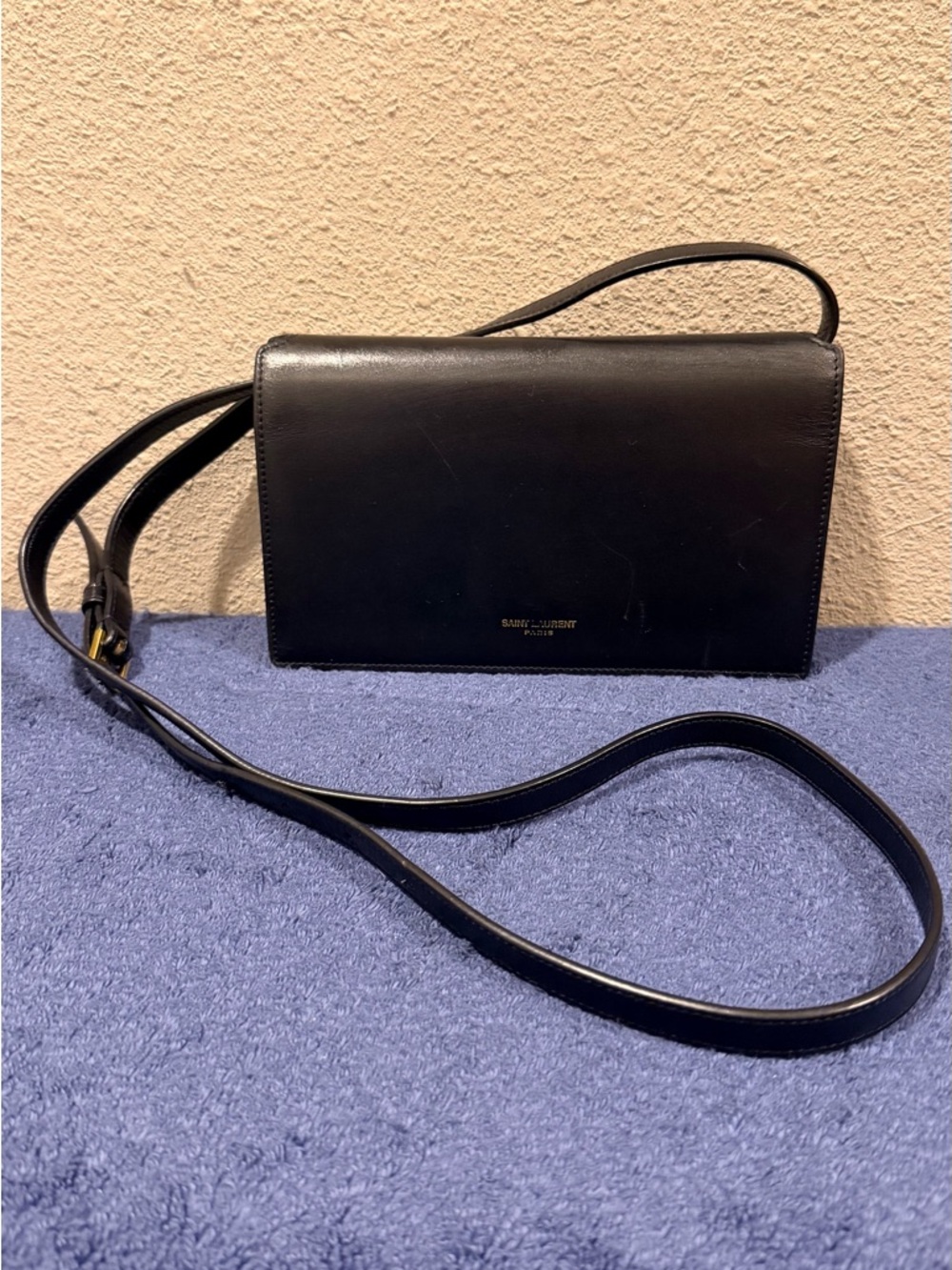 YSL Saint Laurent Black Calfskin Shoulder or Crossbody Bag